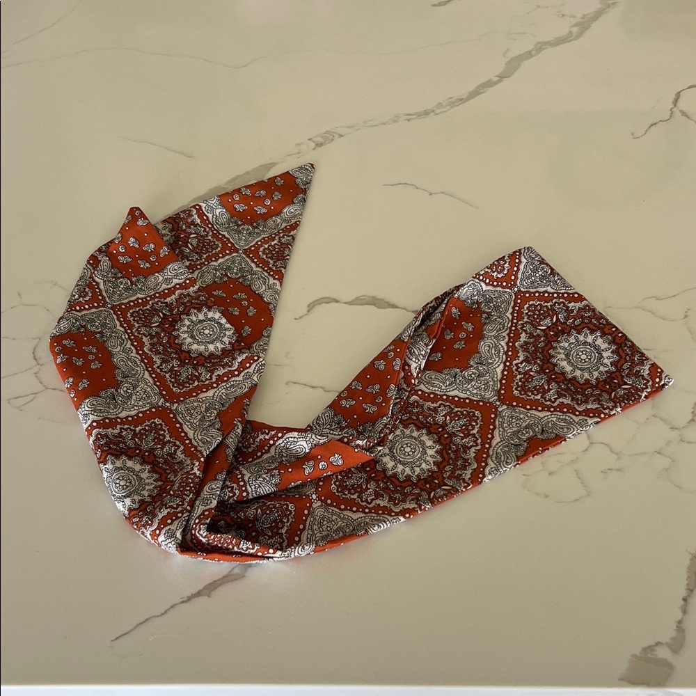 Elegant Paisley Scarf in Red and Silver